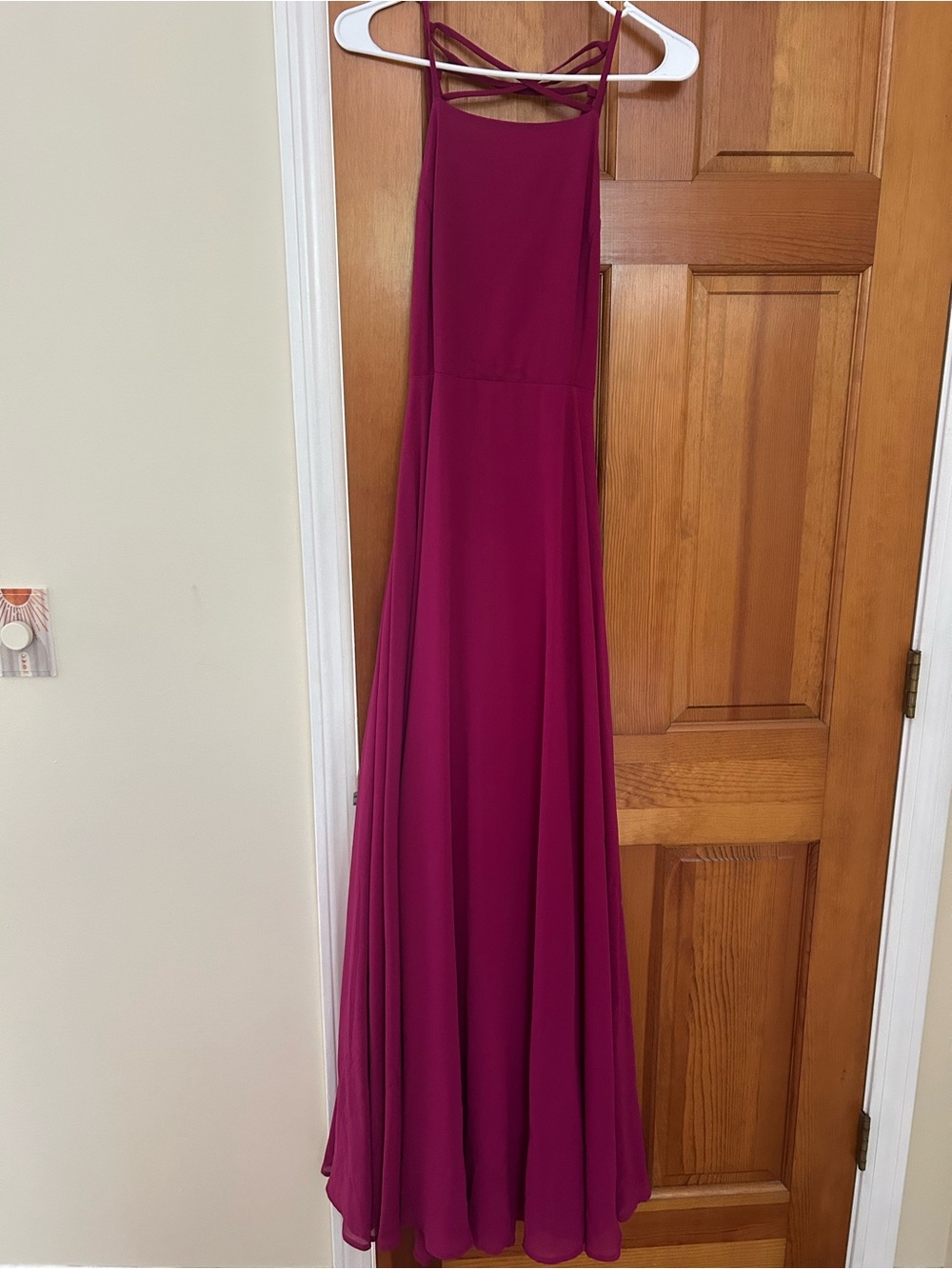 Lulu's Magenta Halter, strappy back, Maxi Dress